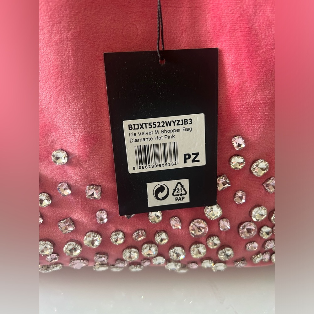 Juicy couture uk Pink rhinestone velour Tote bag with pouch - Picture 3 of 13